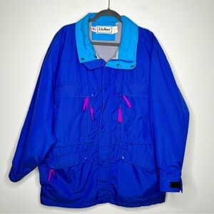 Made in USA L.L. Bean Blue Trench Coat with Pink Accents